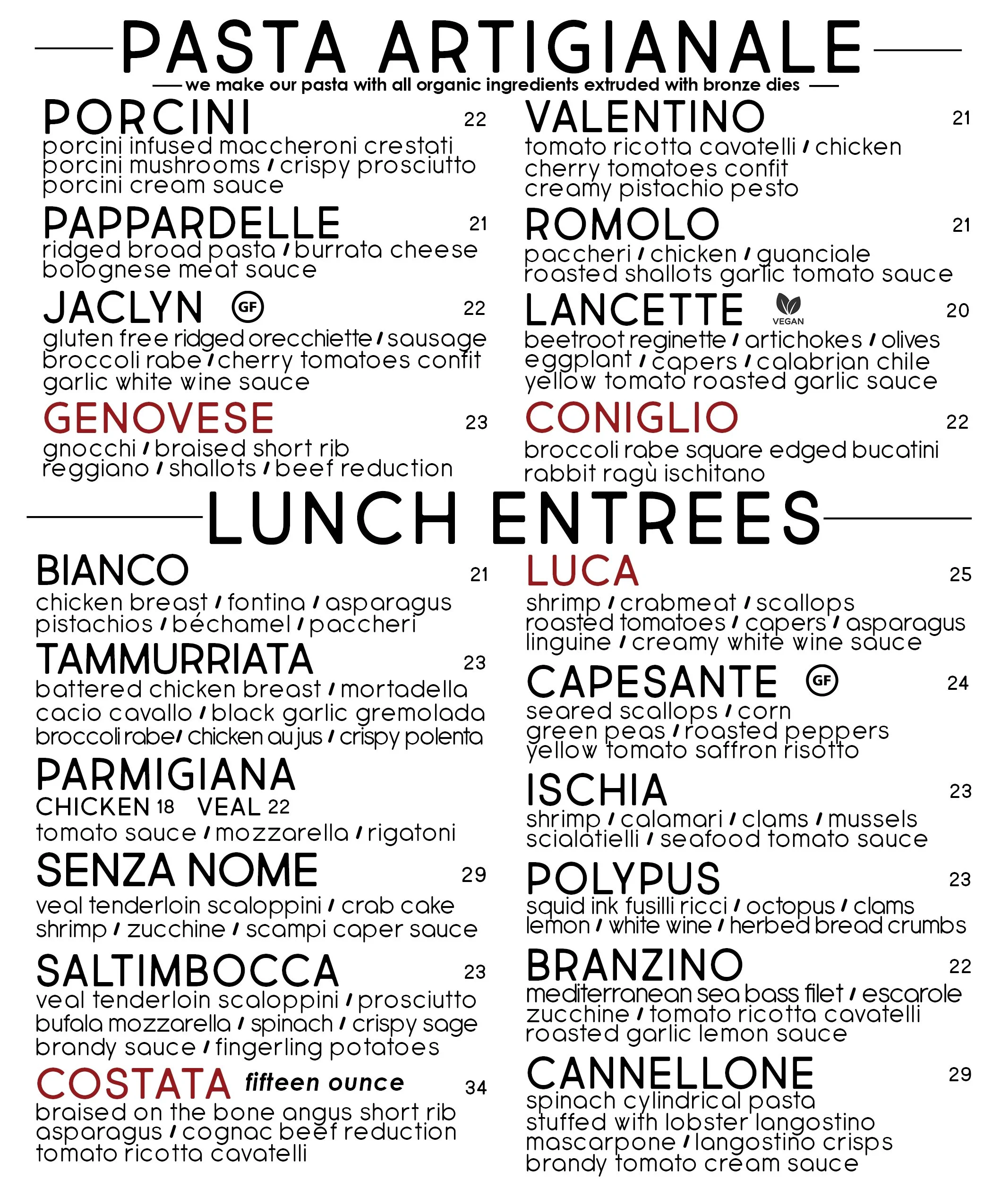 Lunch — Luca's Ristorante